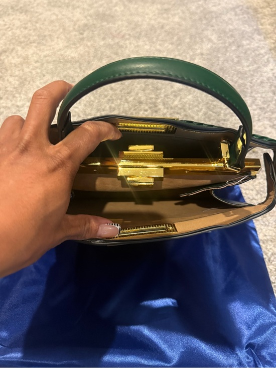Verano Hill Green Woven Satchel with Gold Hardware